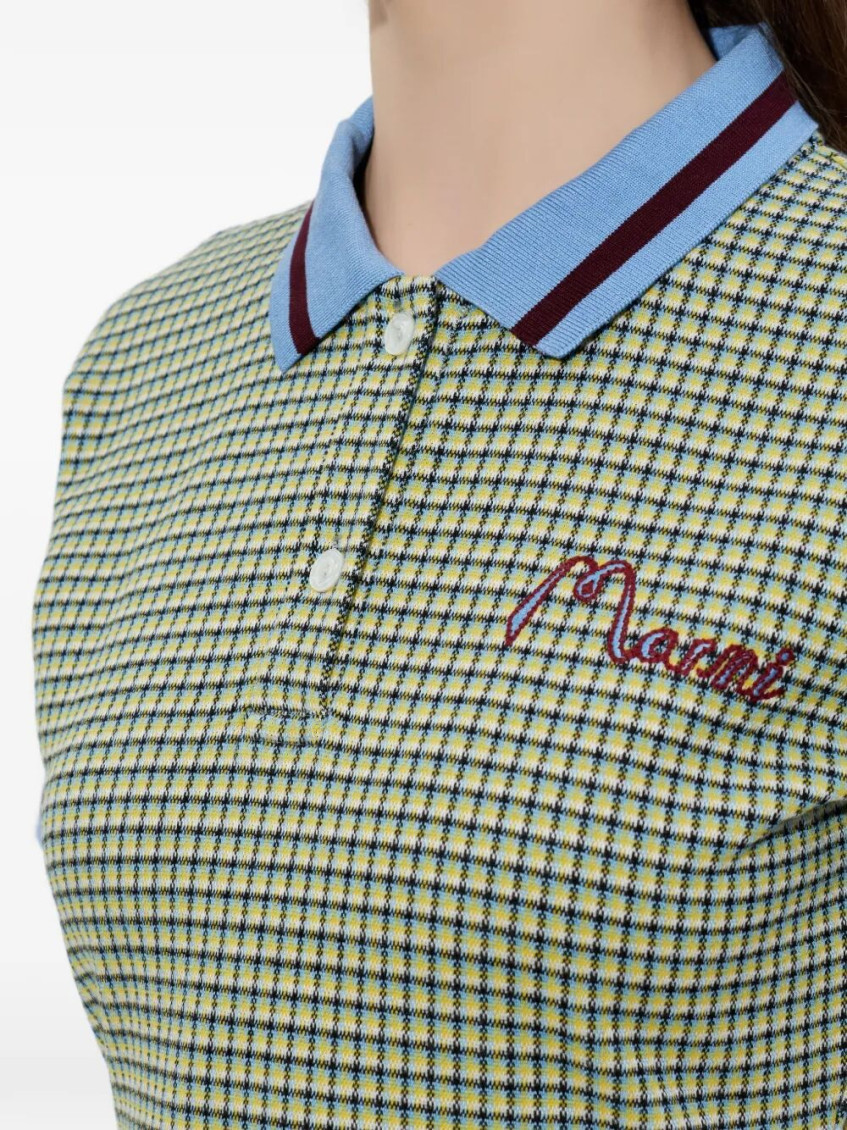 Polo-Collar Check Mini Dress