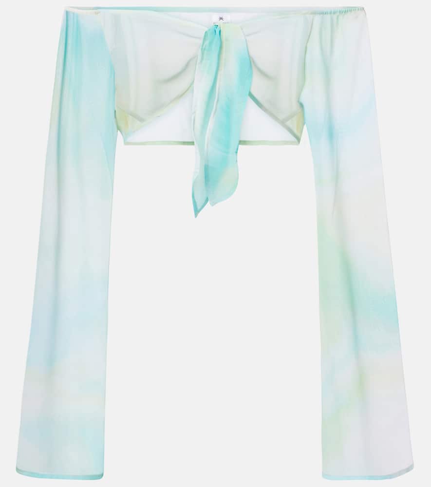 Grace semi-sheer off-shoulder top