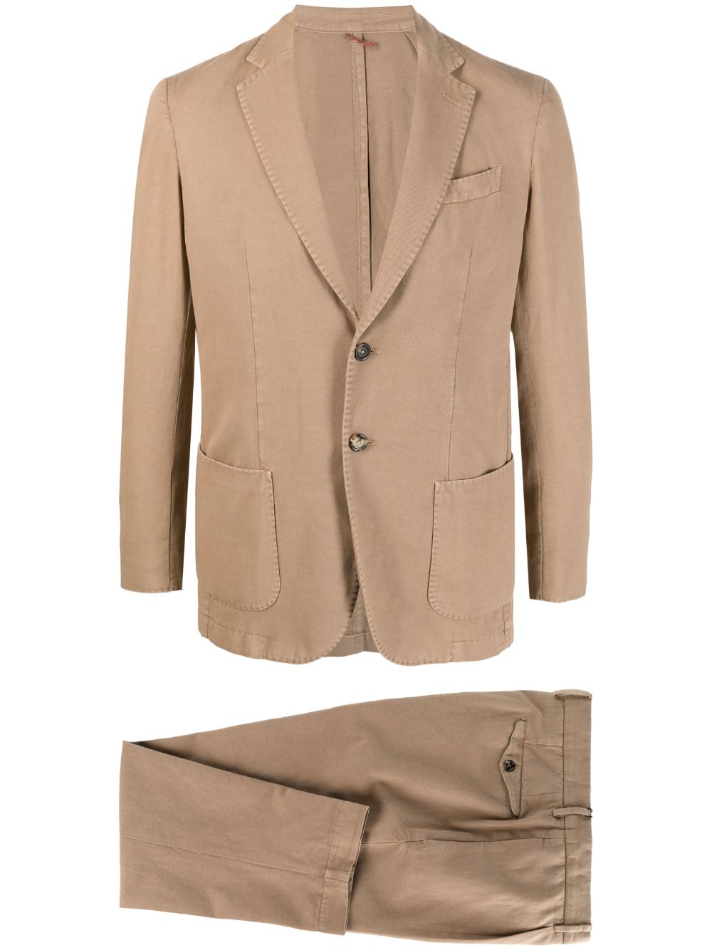Single-breasted cotton-linen suit - Neutrals