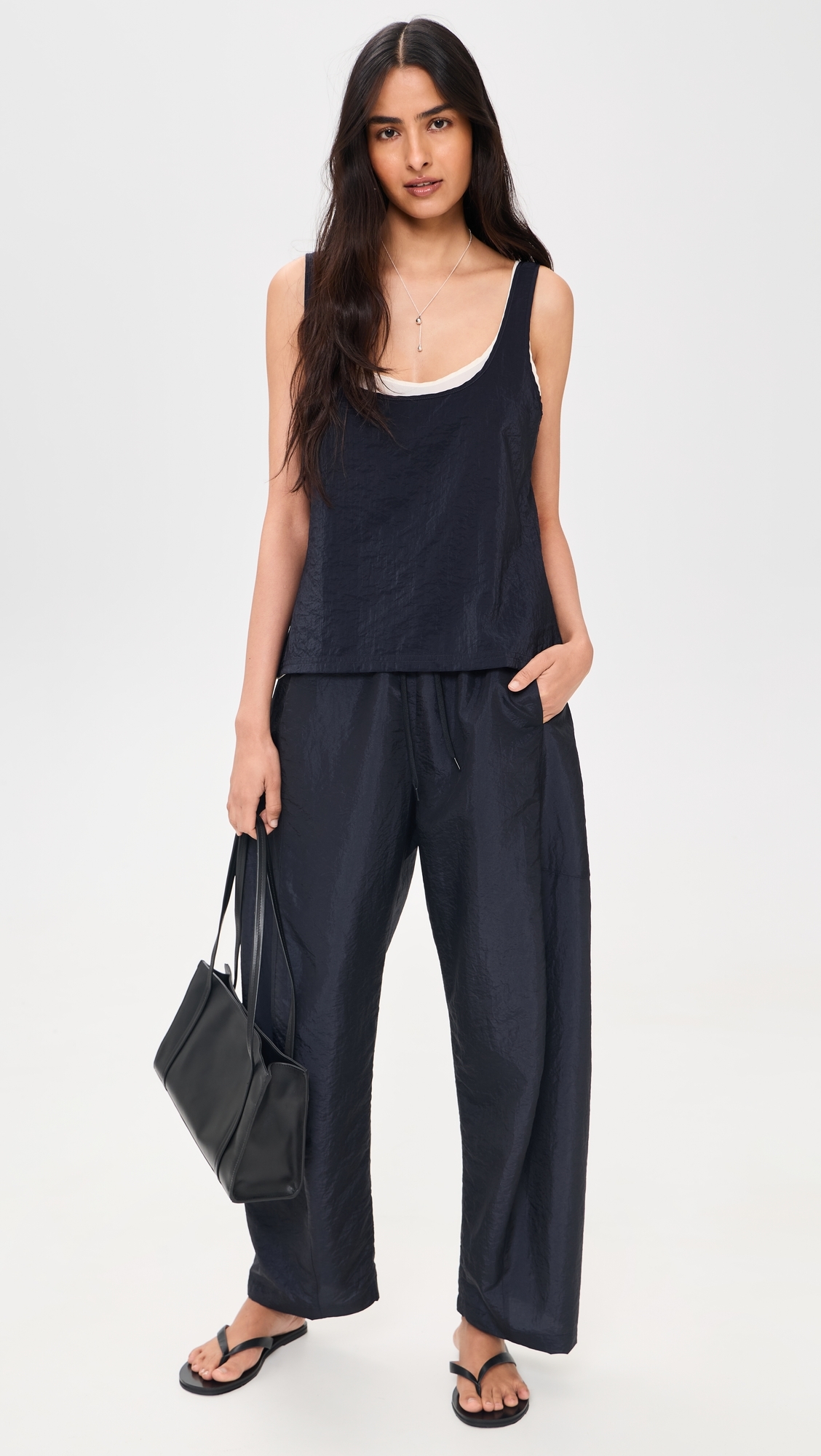 Double Layer Scoop Tank Navy/Ivory