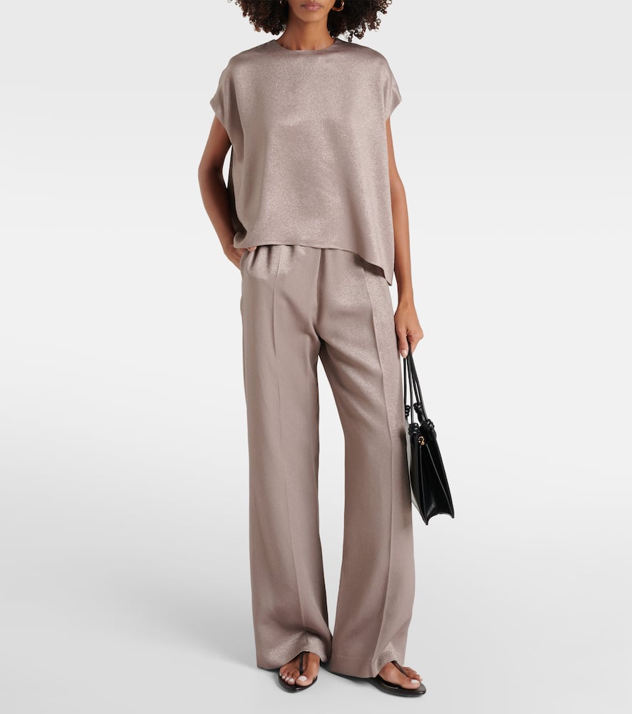 Maud high-rise metallic wide-leg pants