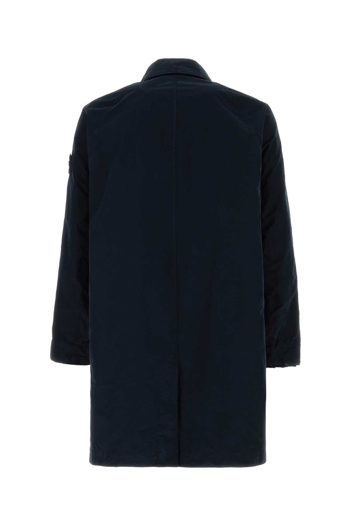 Stone Island Midnight Blue Polyester Blend Trench Coat