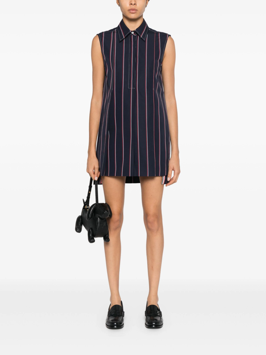 Navy Blue Rwb-stripe Shirt Dress