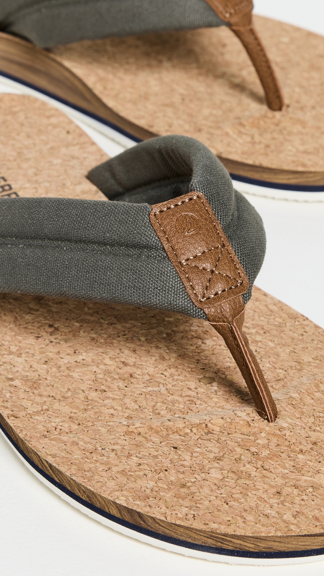 Sperry Porto Sandals Khaki Textile Canvas Flocked