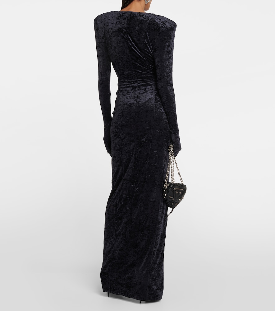 Vetements Diva gloves velvet maxi dress