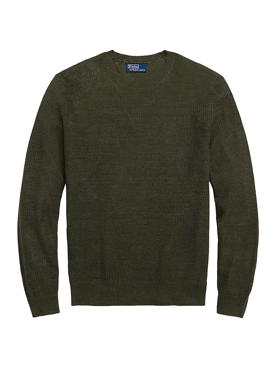 Men's Linen Knit Crewneck Sweater - Thermal Green