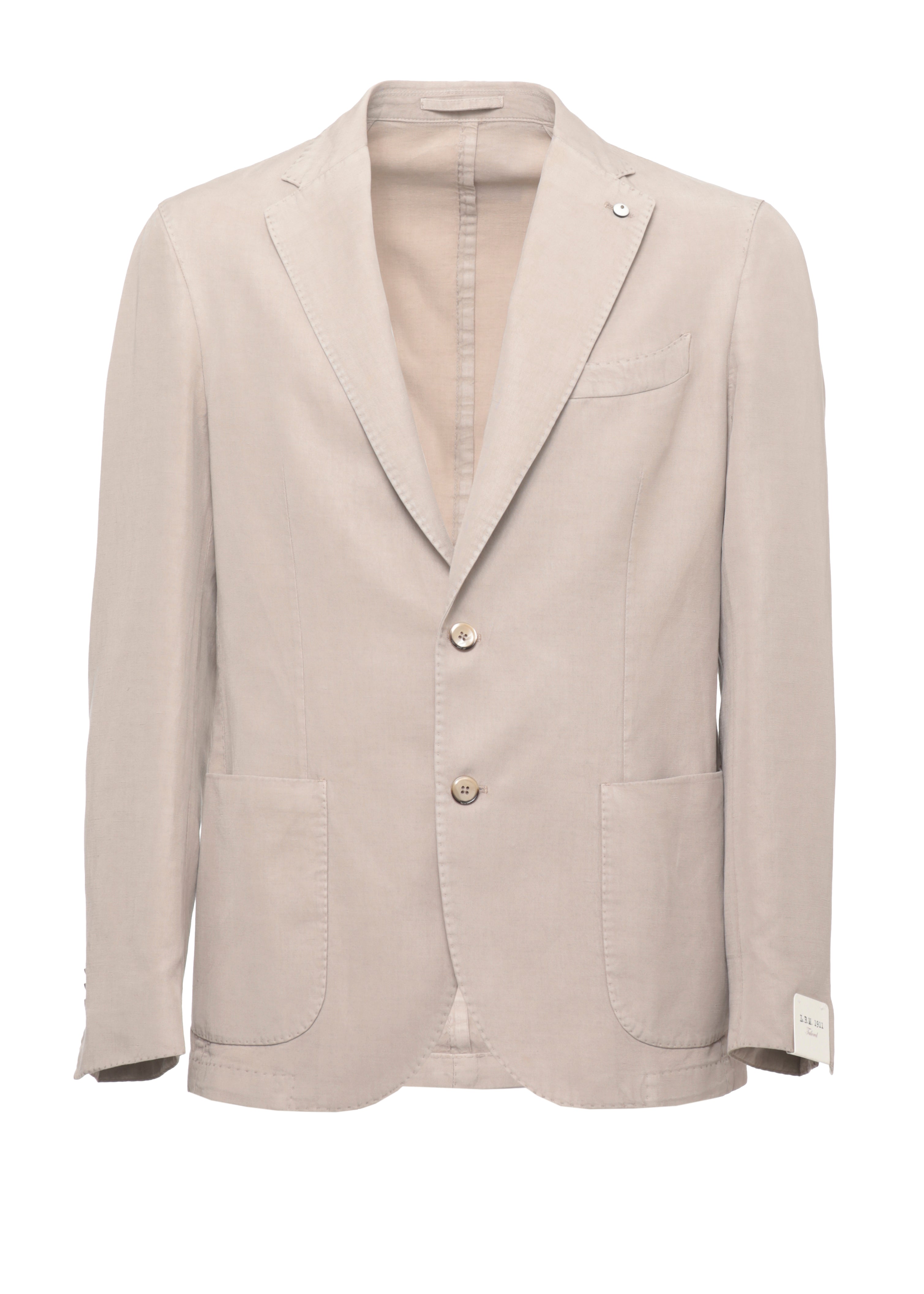 Beige Classic Lapel Linen-Blend Blazer