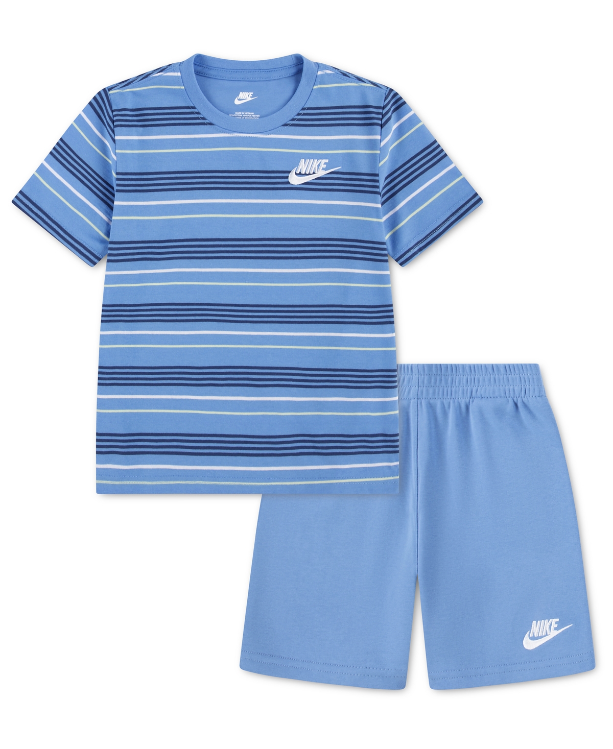 Boys' 4-7 Striped Short-Sleeve T-Shirt and French Terry Shorts, 2-Piece Set - University Blue