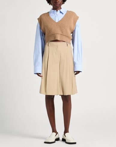 Woman Shorts & Bermuda Shorts Khaki Size M Viscose, Polyester