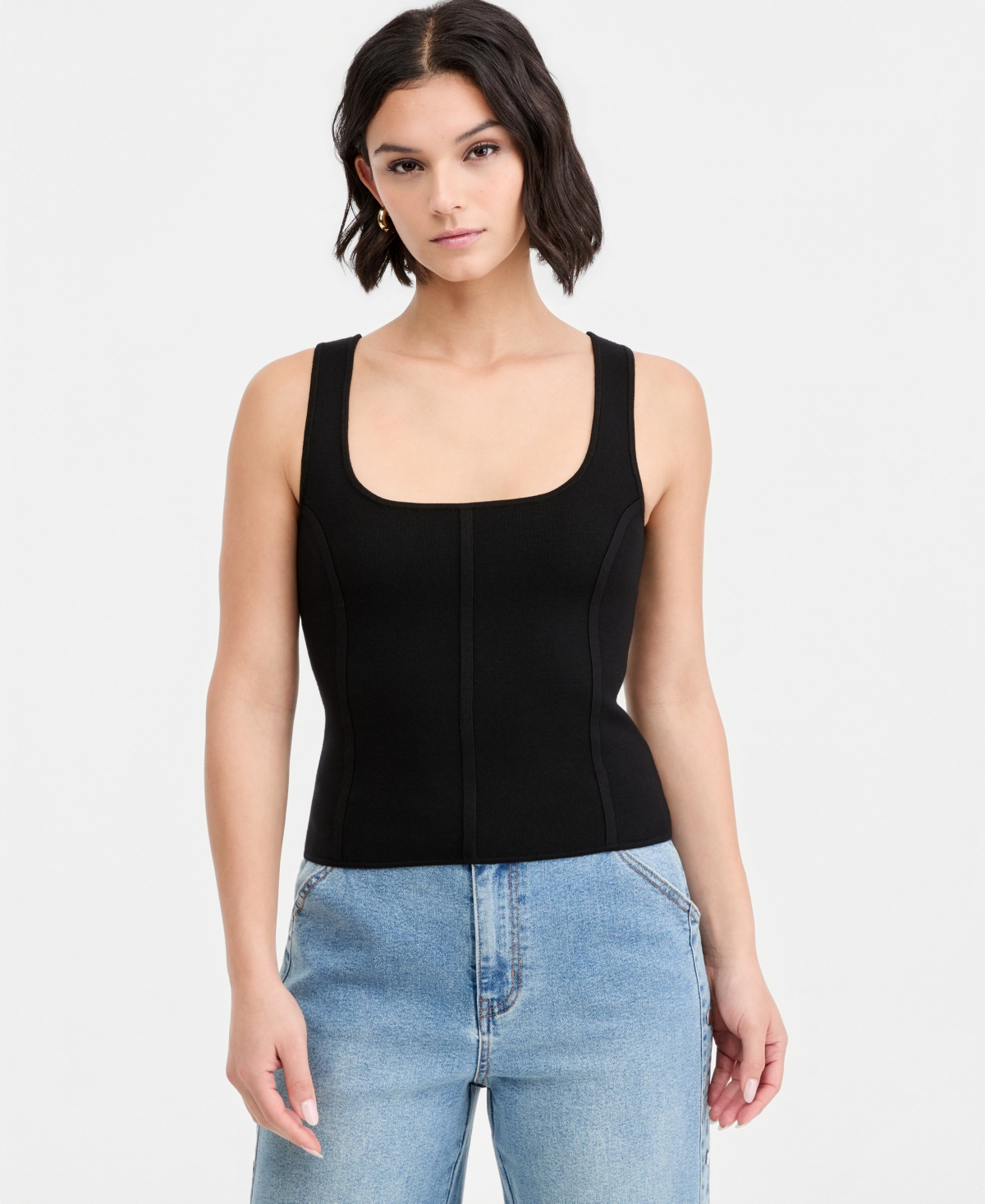 Women's Bodycon Sweater Tank Top, Macy's Exclusive - Black