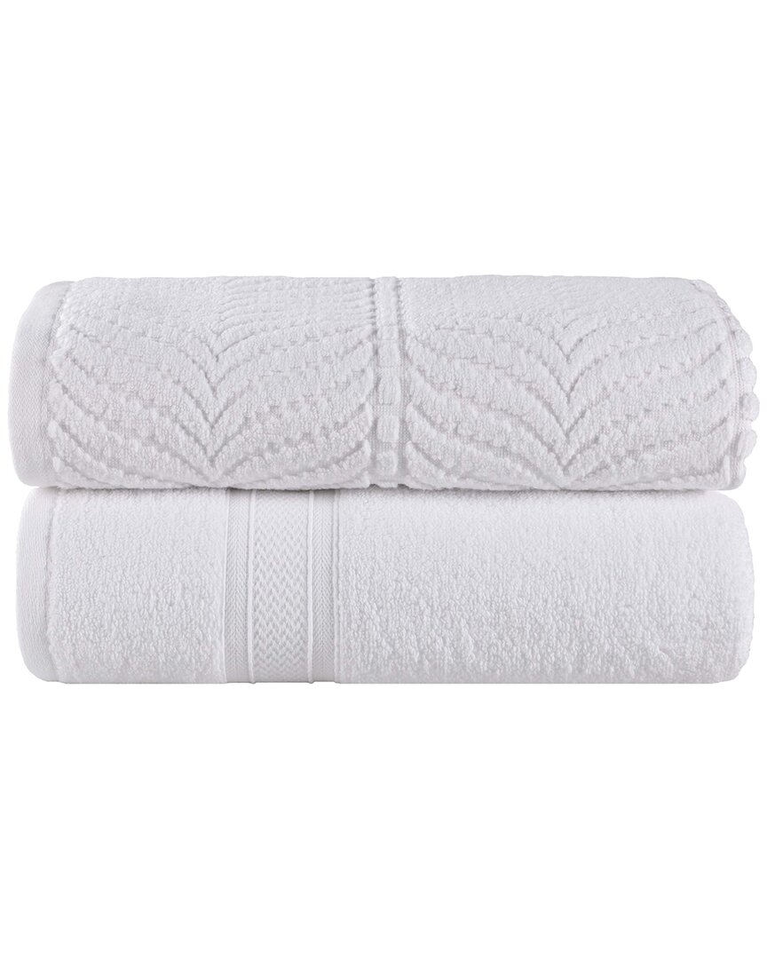 Superior Set of 2 Zero Twist Cotton Elegant Chevron Soft Absorbent Assorted Bath Sheets
