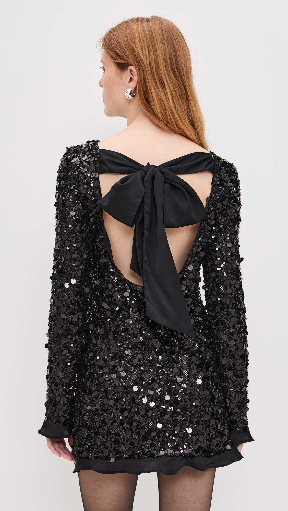 Maddison Ruffle Dress Black Metallic Sequins
