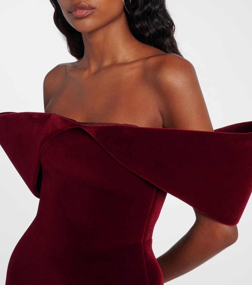 Off-shoulder velvet minidress