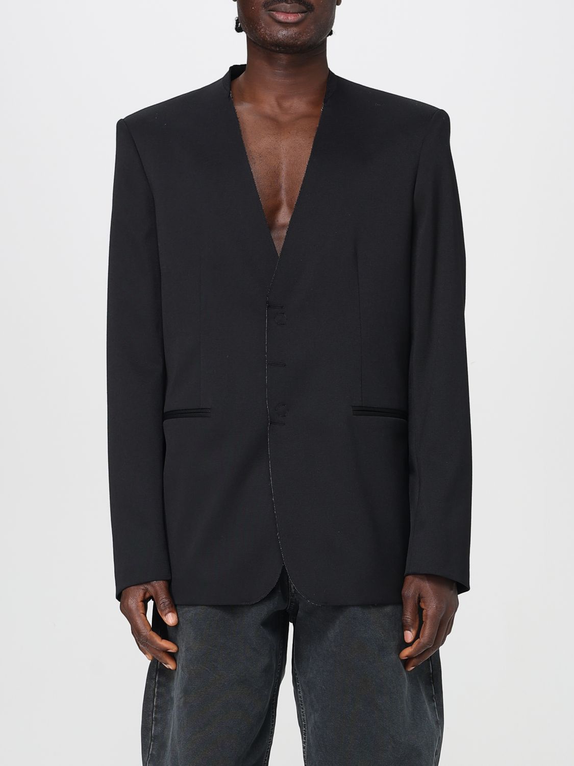 Single-breasted twill blazer - Black