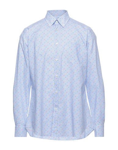 Man Shirt Azure Size 16 Cotton