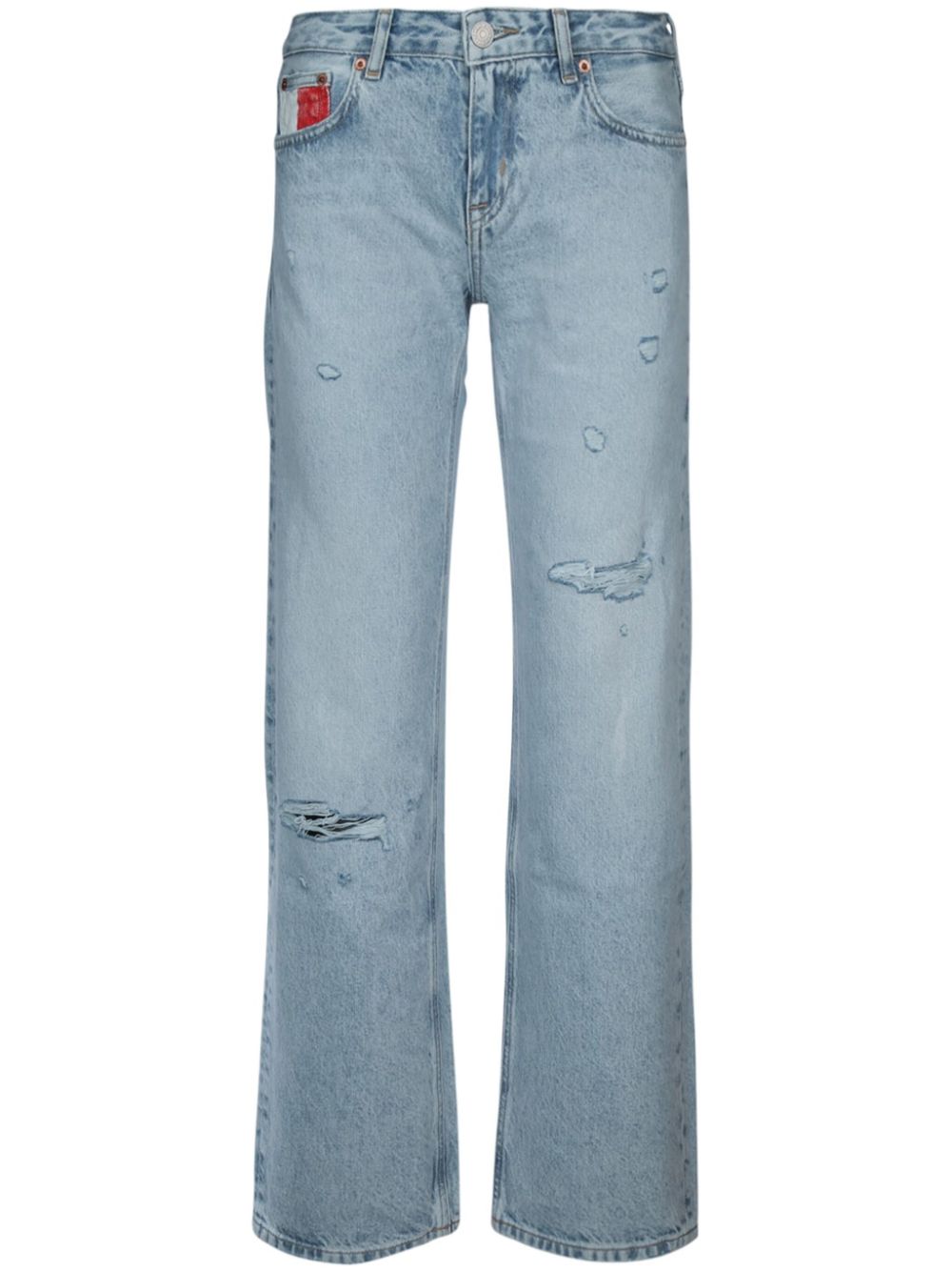 Distressed-effect flared jeans - Blue