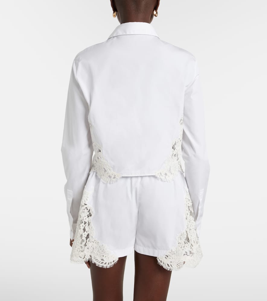 Lace-trimmed cotton poplin shirt