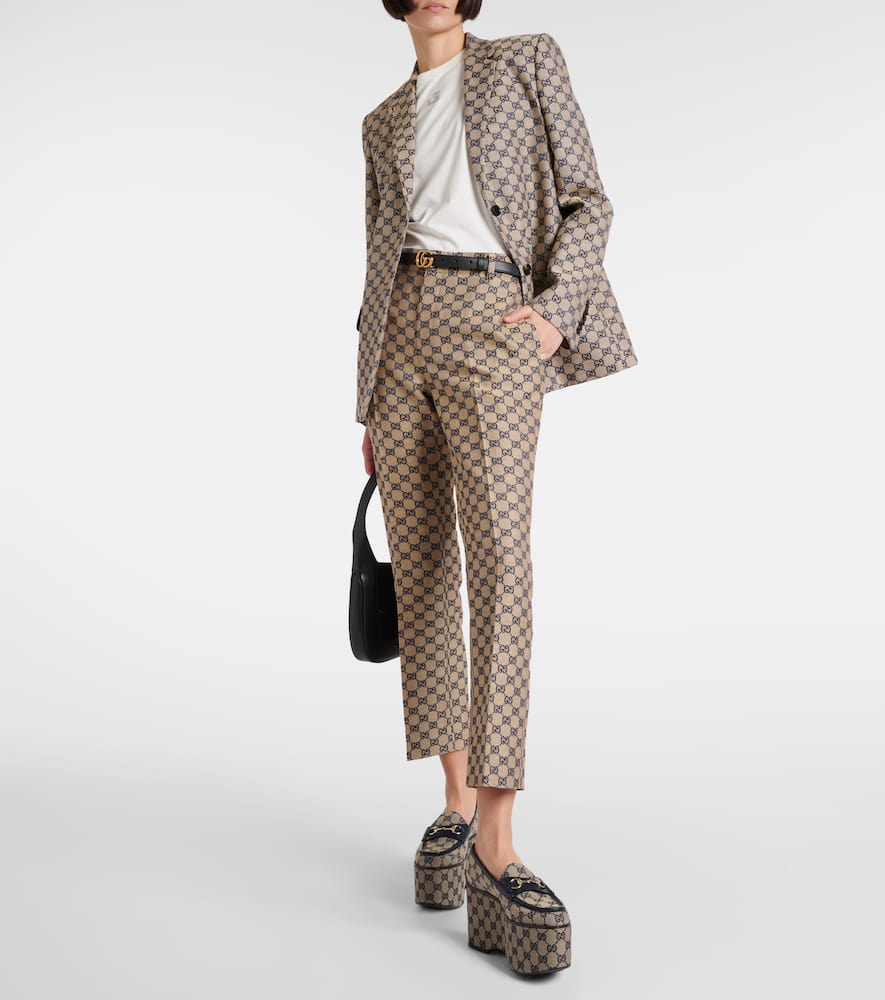 GG canvas linen-blend straight pants