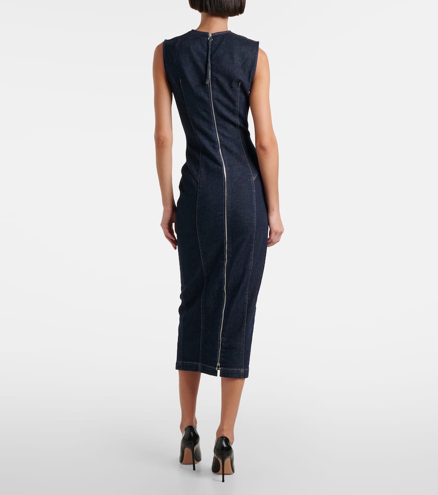 Geranio denim midi dress