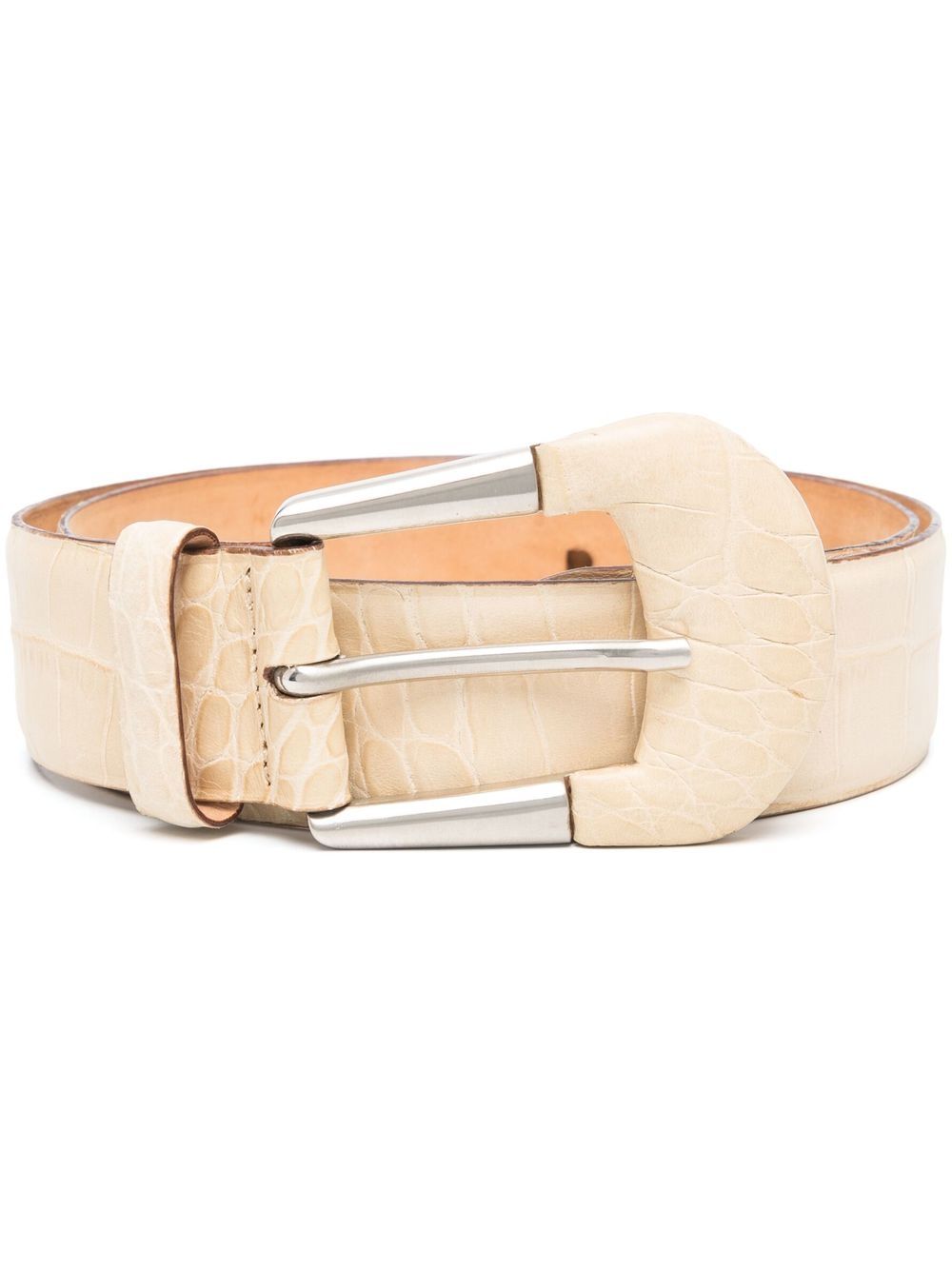 2000s snakeskin-effect buckled belt - Neutrals