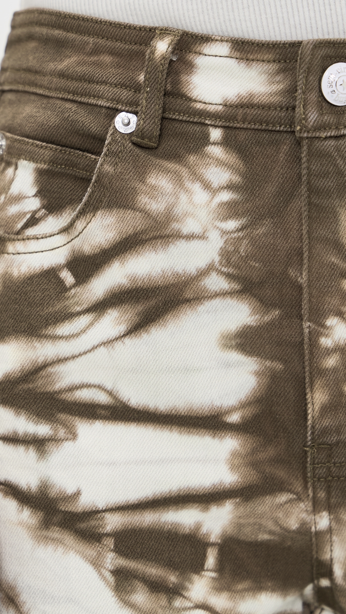 Tie Dye Denim Betsy Pants Dark Olive/White