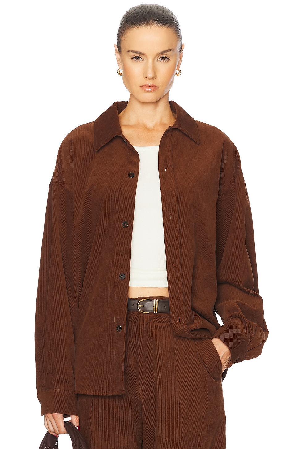 WAO Oversized Corduroy Shirt in brown - Brown. S also in