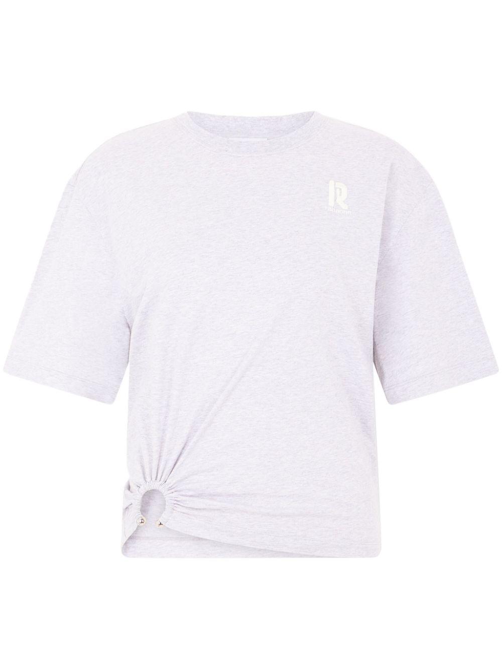 Gathered-detail cotton T-shirt - Grey