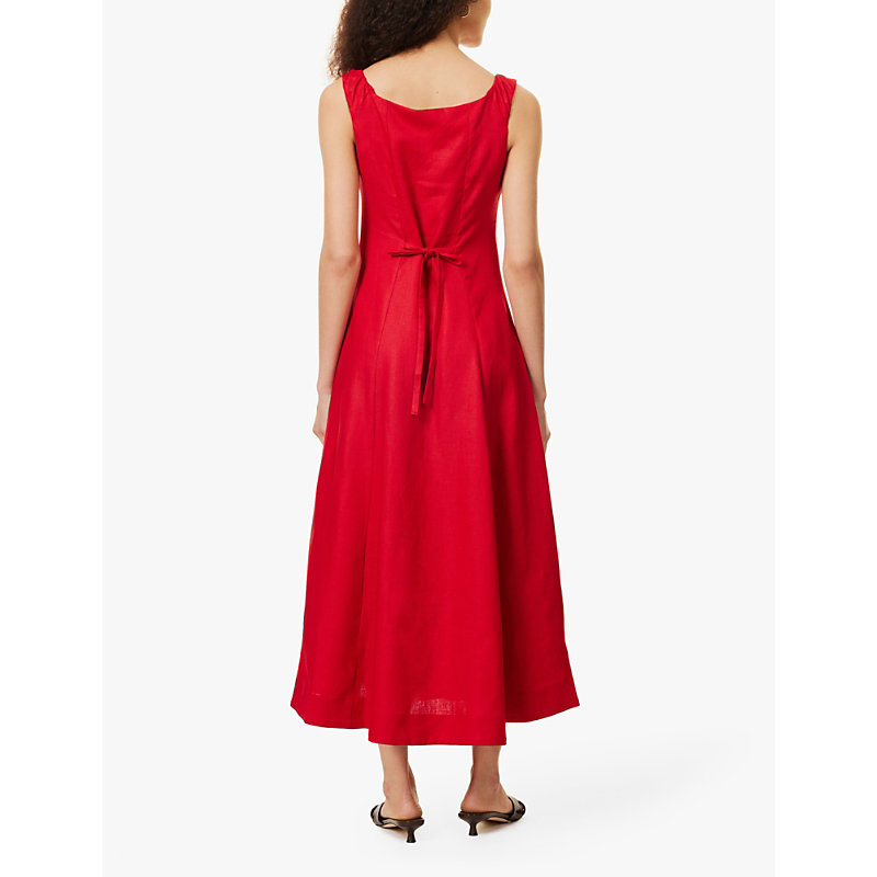 Womens Cherry Louisa Scoop-neck Linen Maxi Dress