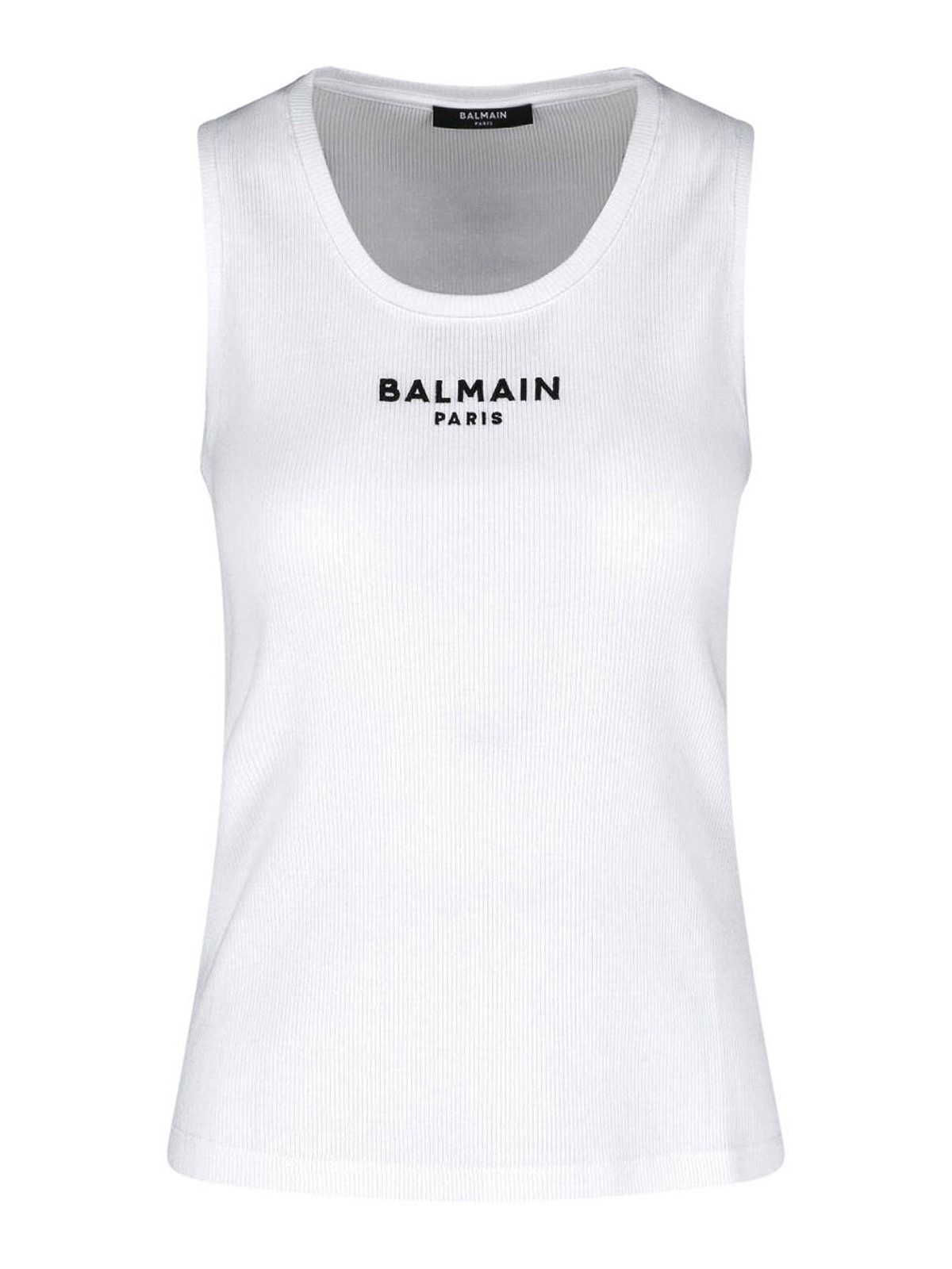 White Cotton Tank Top Gab Blanc/noir Exterior: Maglie - Women