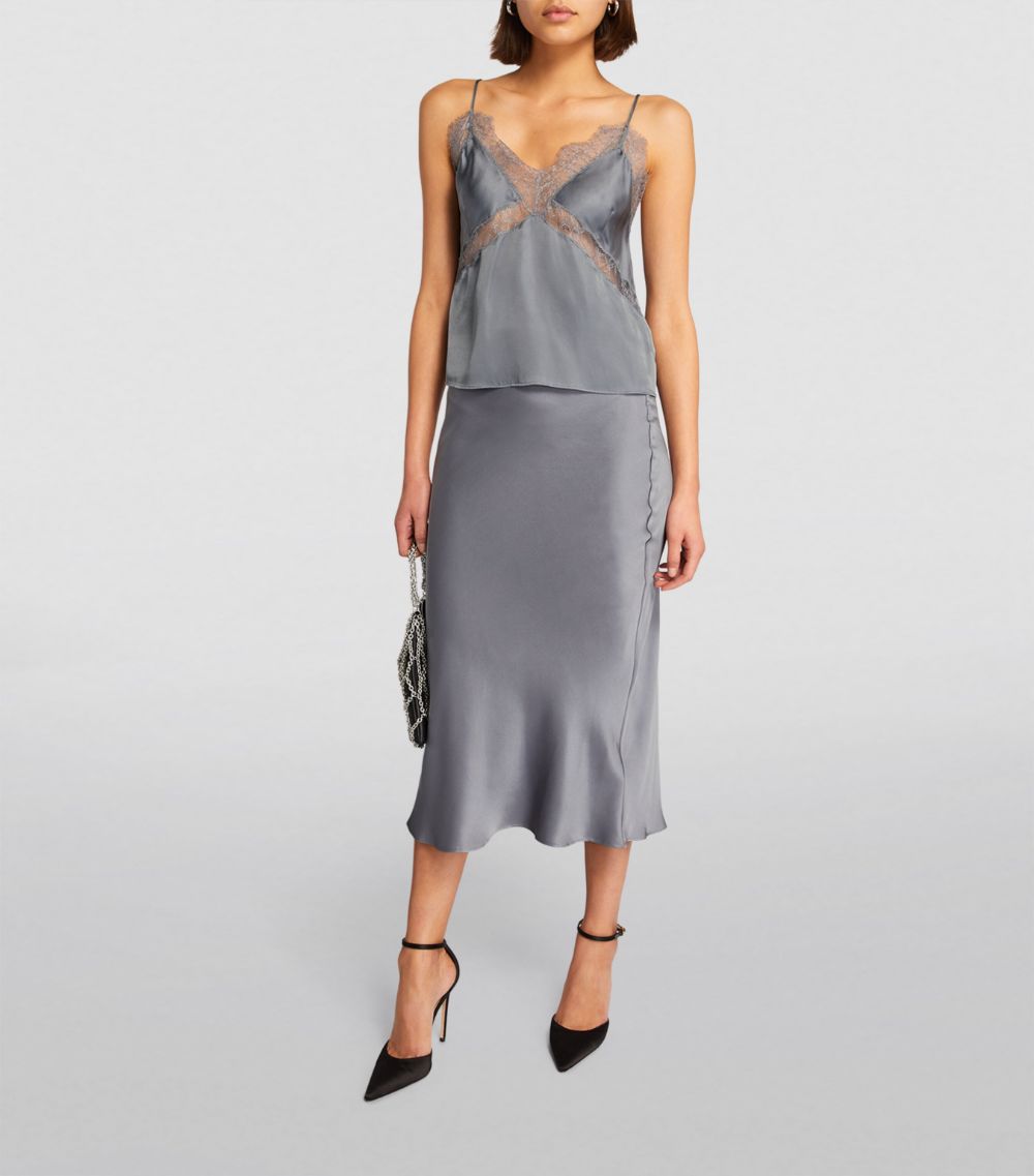 Silk Bar Midi Skirt