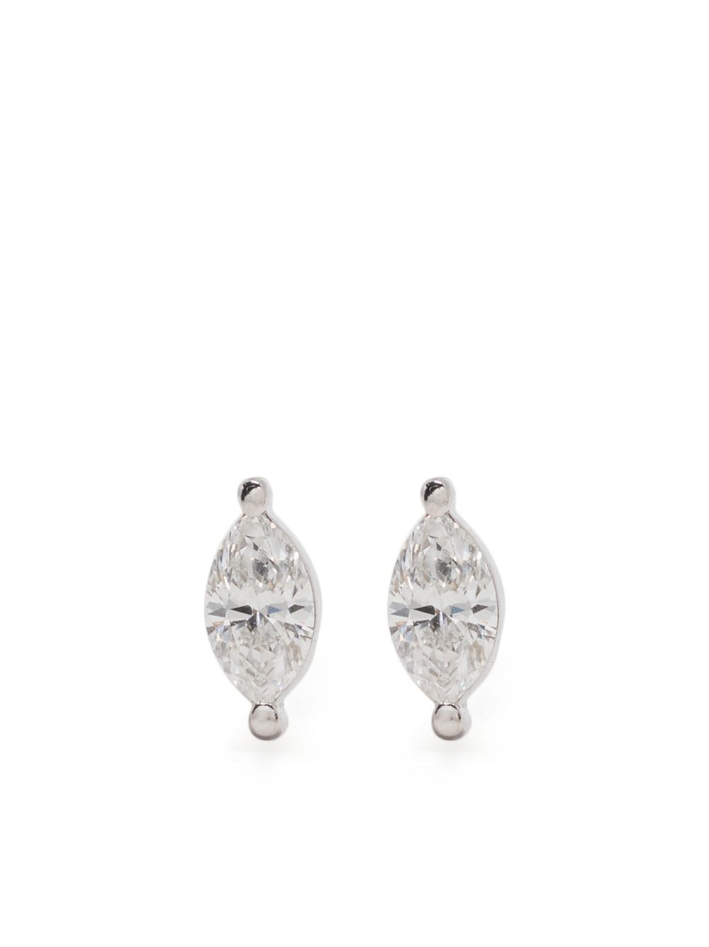 14kt white gold diamond stud earrings - Silver