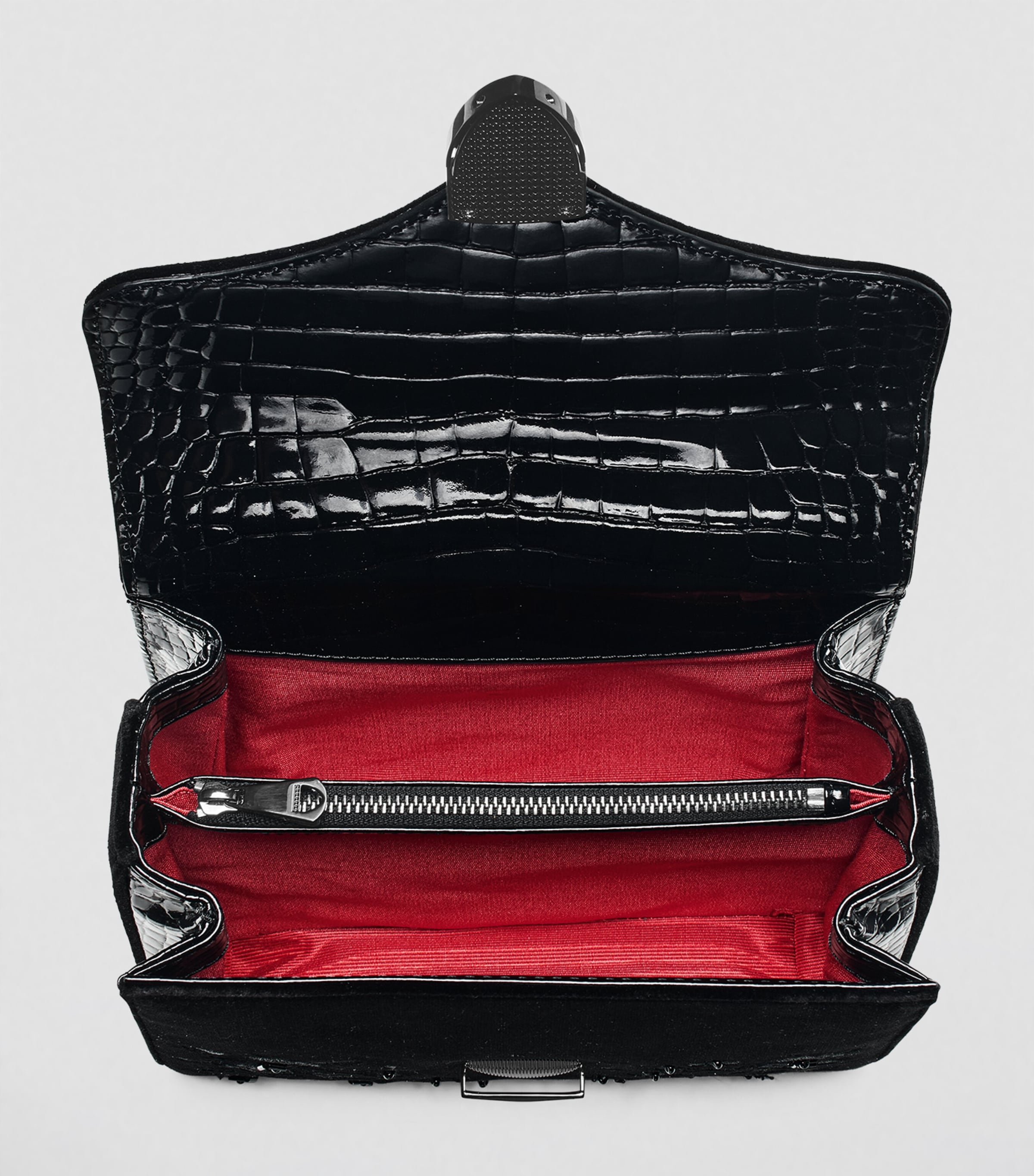 Midi Velvet Embroidered Mayfair Top-Handle Bag