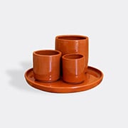 'terracotta' Saucer With Three Pots