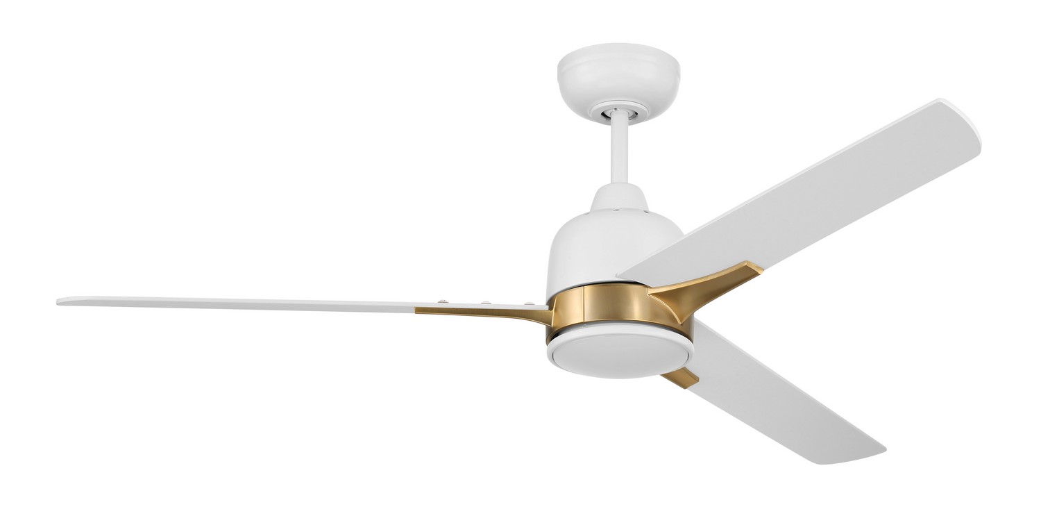 Fuller 1-Light 52" Hanging Ceiling Fan in White with Satin Bra