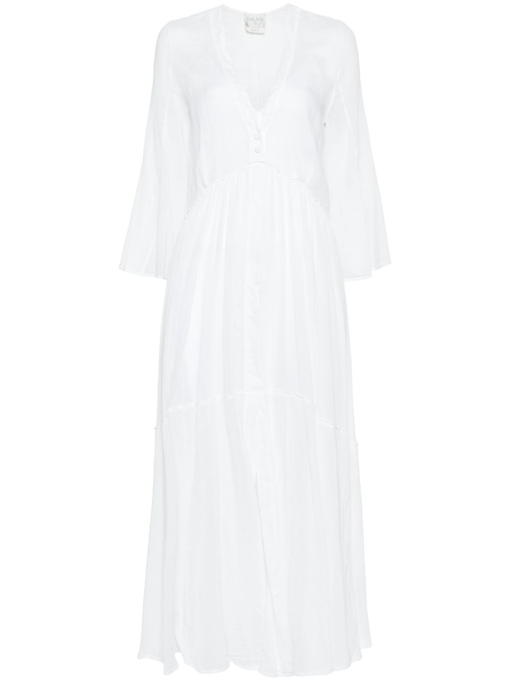 V-neck flared dress - White