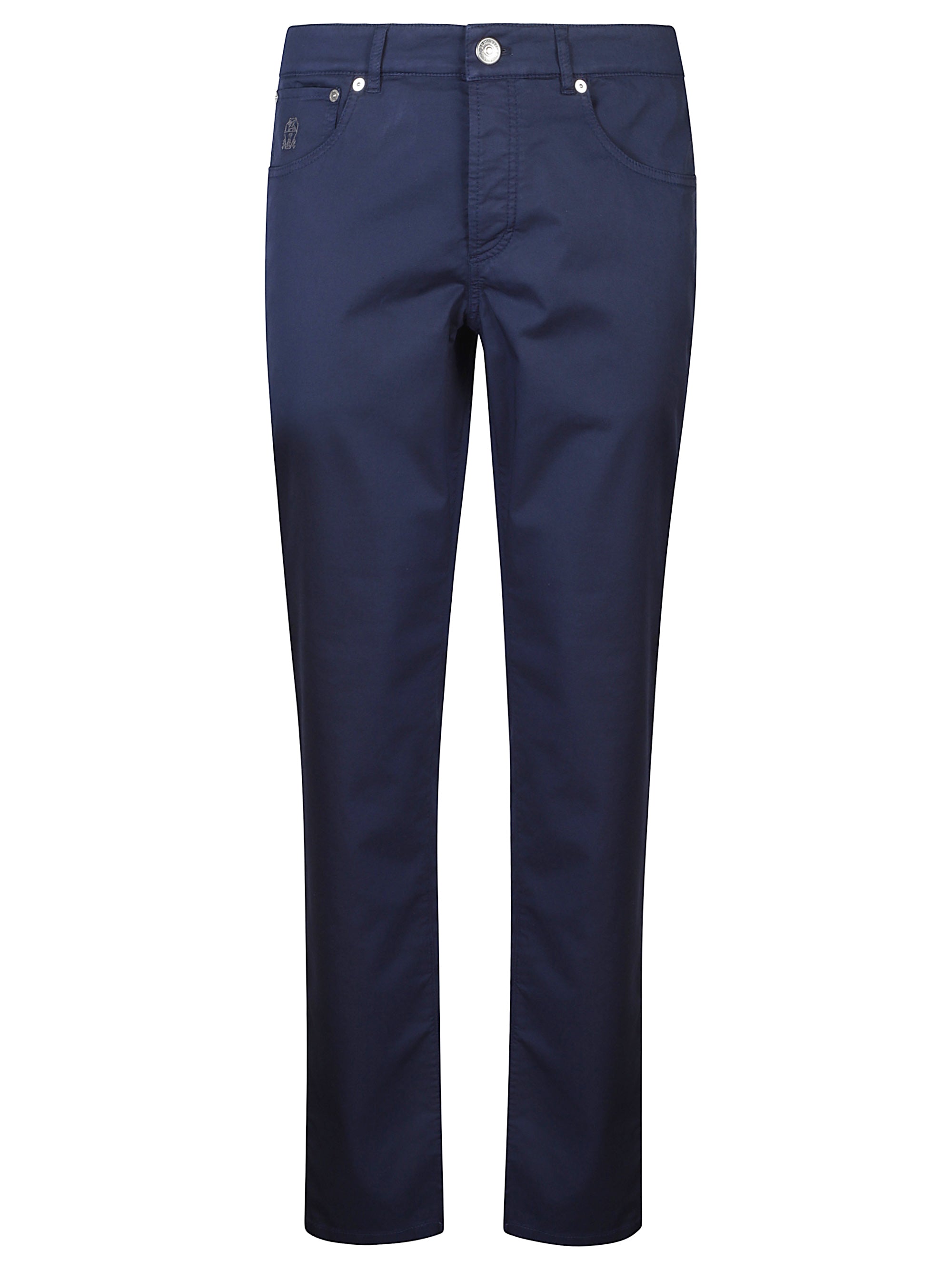 Straight Leg Cotton Trousers with Logo