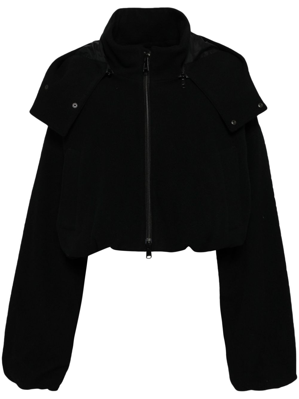 Mock neck cropped jacket - Black