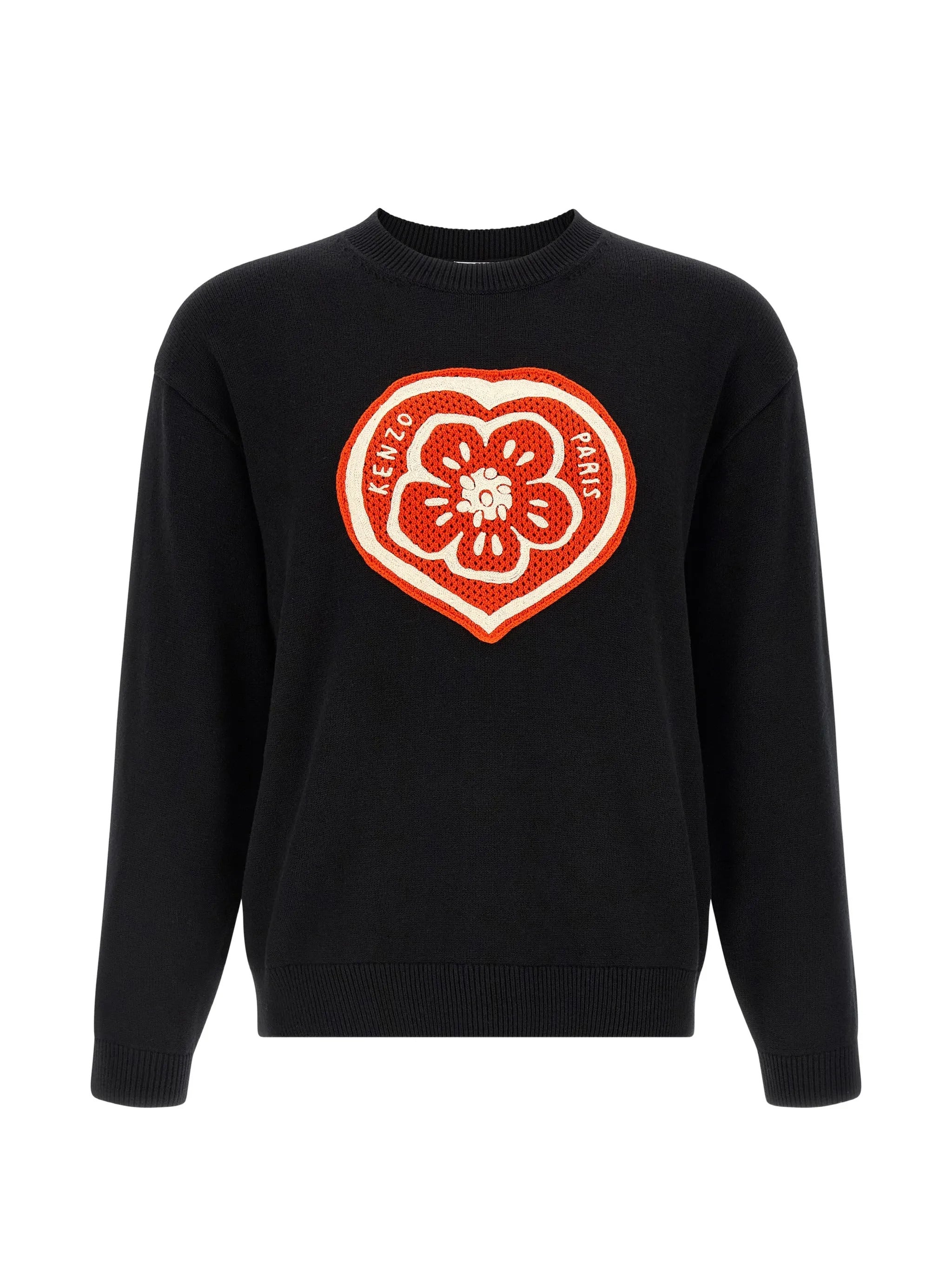 'Boke Heart' Mini Crochet-Embroidered Cotton-Wool Sweater for Men