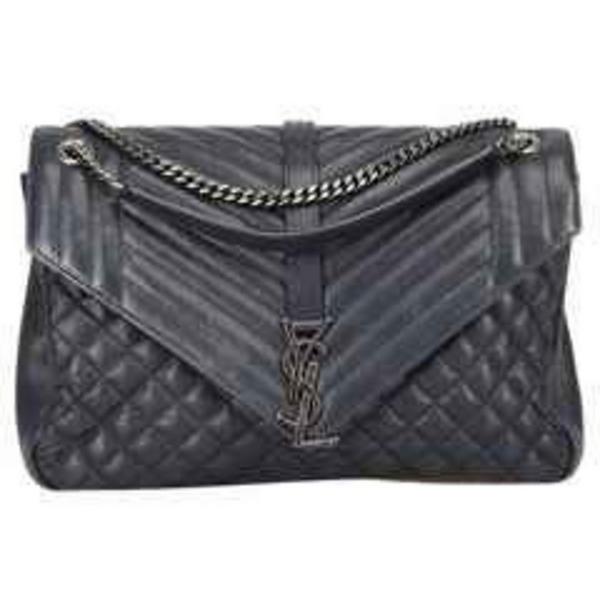 YSL Tri Quilt College Crossbody Grey