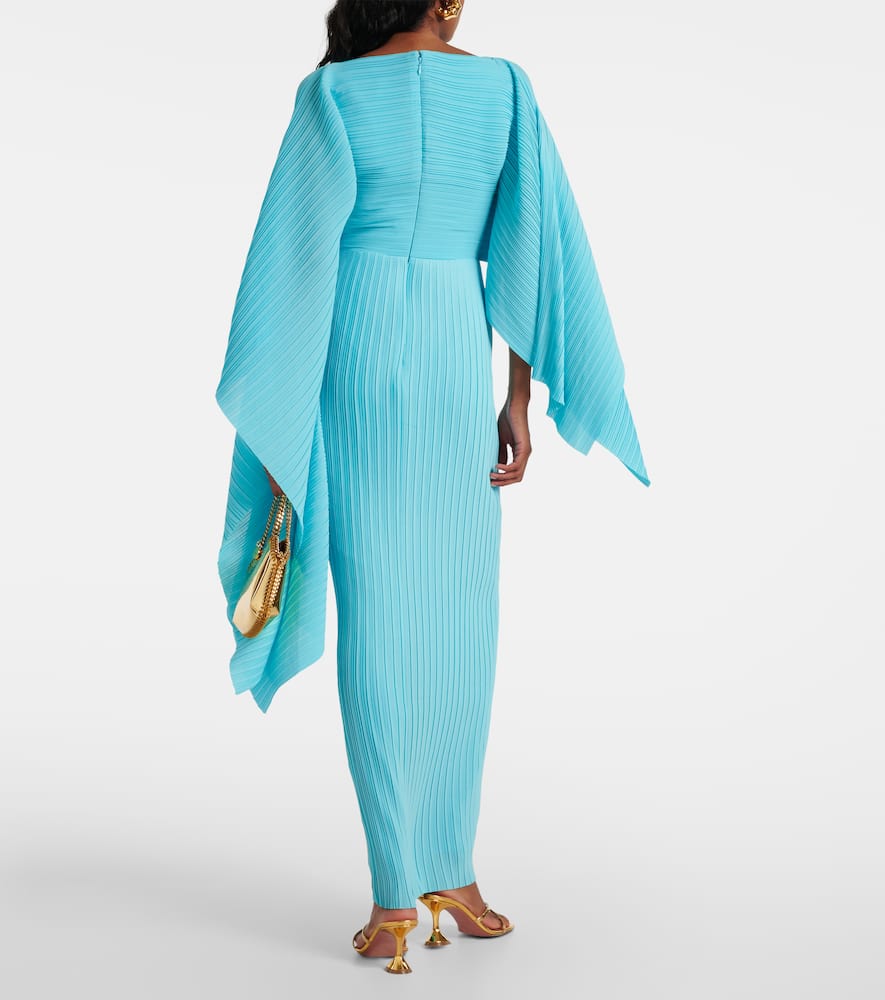 Solace London Kyla caped twill and crêpe gown