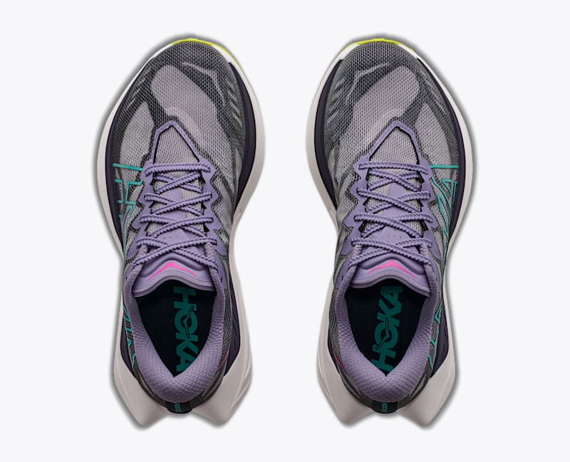 HOKA Women's Rocket X Trail Shoes in Purple Fog/Hoka Citrus