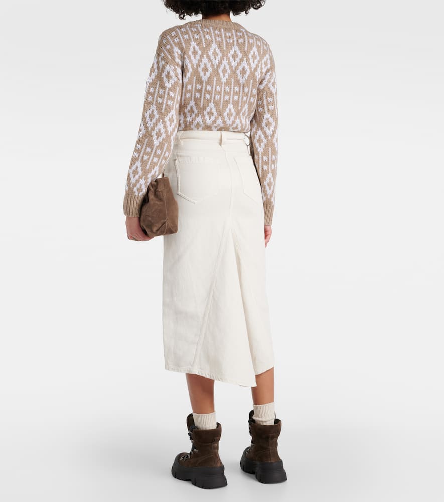 Cotton and linen midi skirt