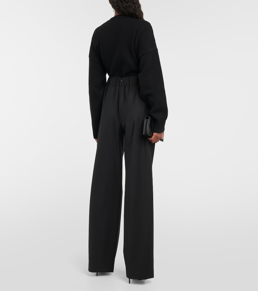 Wool-blend wide-leg pants