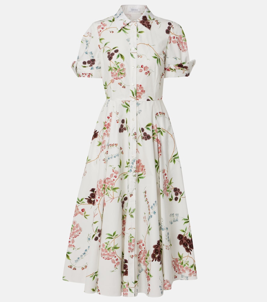 Floral cotton poplin shirt dress