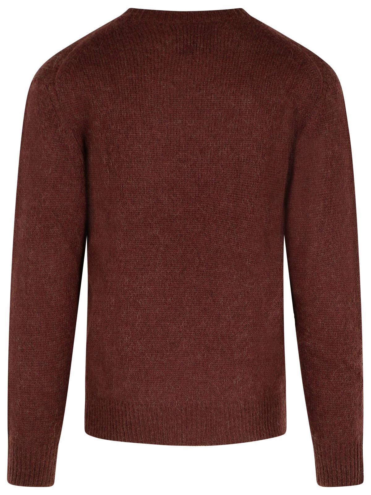 Maglione in misto alpaca marrone calibro sette