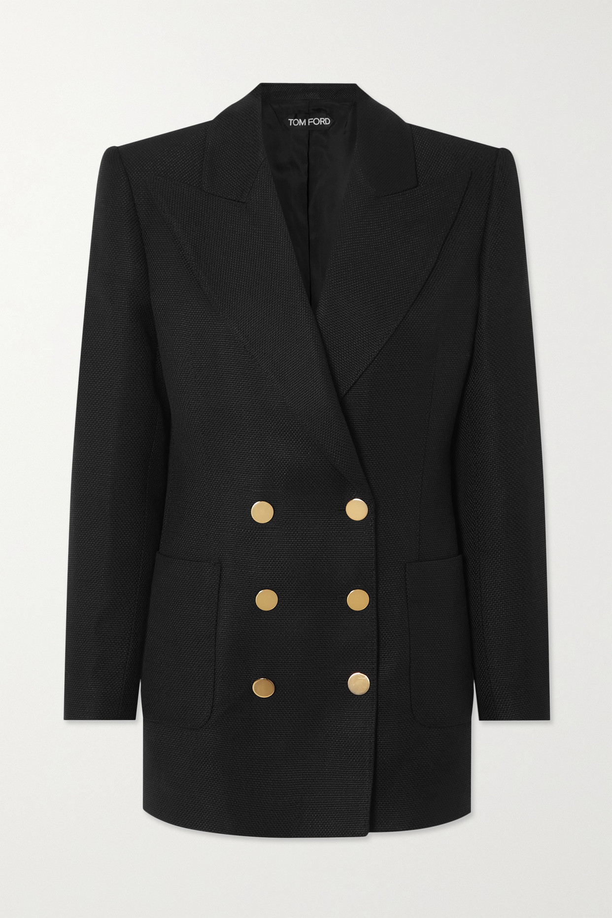 톰 포드 여성 더블 브레스트 우븐 블레이저 - 블랙 - IT36
