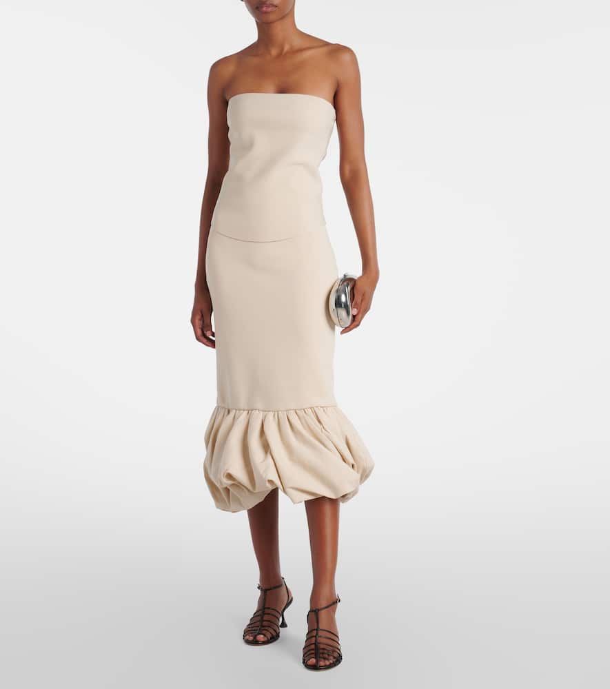 Camille ruffled linen-blend midi skirt