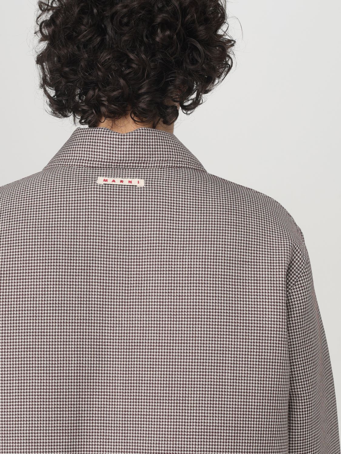 Houndstooth-print flap-pocket shirt - Blue