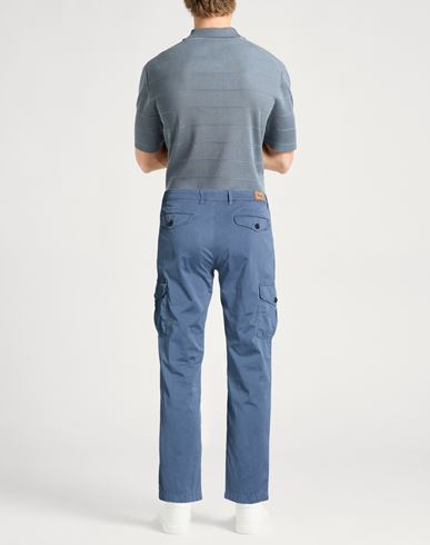 Man Pants Slate blue Size 34 Cotton, Silk, Elastane
