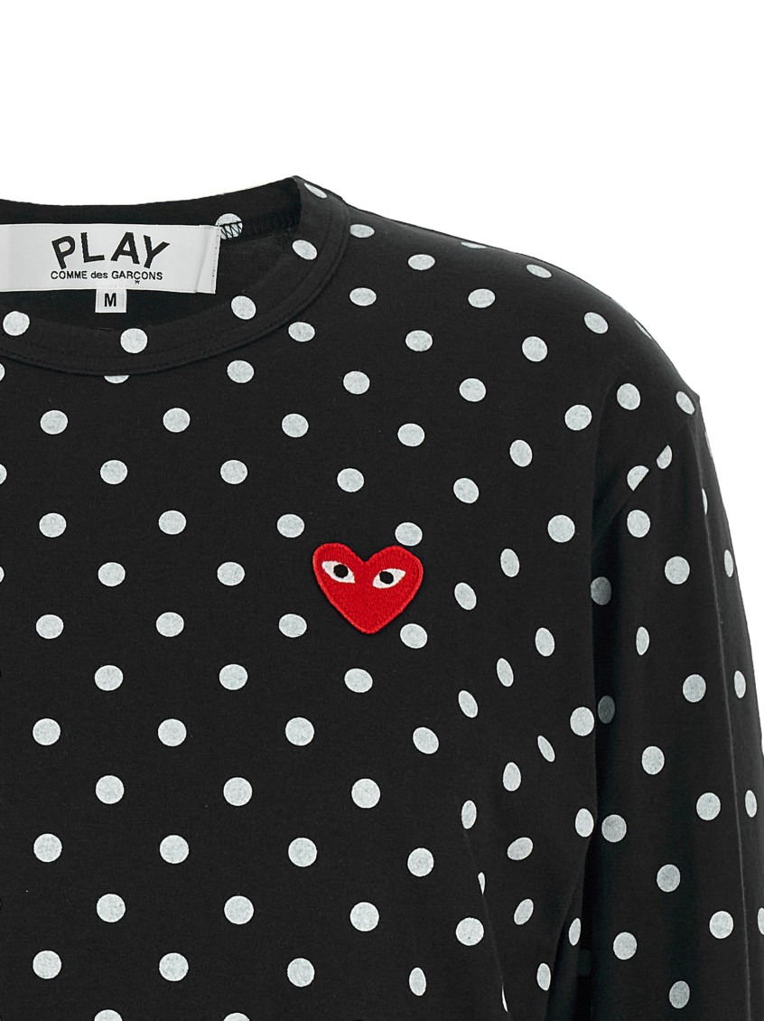Black Polka Dot Crew Neck T-Shirt
